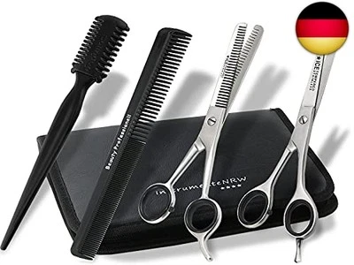 INSTRUMENTENRW Friseurscheren-Set im Etui 5 Teilig | Effilierer Solingen |Haar-Kamm |