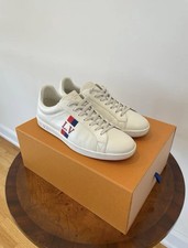 Louis Vuitton Luxembourg White Blue Red Stripe Sneakers LV7 Men’s Near Mint