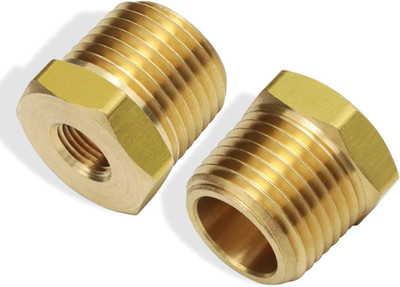 1/2 NPT Male to 1/8 NPT Female Brass Hex Bushing Pipe Reducer Adapter 2 Pack