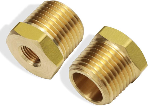 1/2 NPT Male to 1/8 NPT Female Brass Hex Bushing Pipe Reducer Adapter 2 Pack