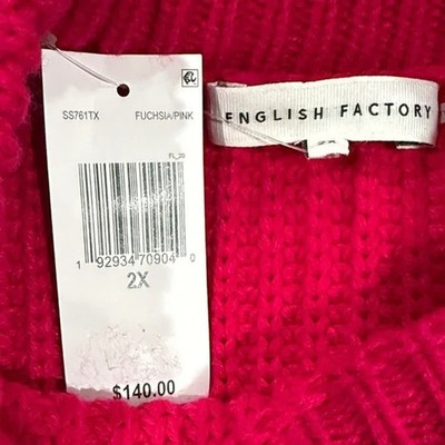 English Factory Red Sweater with Pink Heart Accents -NWT Size 2X