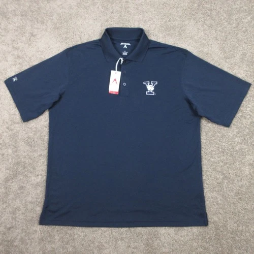 Yale Bulldogs Polo Shirt Mens Large Navy Blue Antigua Embroidered Golf Logo NEW