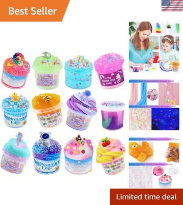 Crunchy Slime Set 12 Packed for Kids,Super Soft and Non-Sticky Stress Relief ...