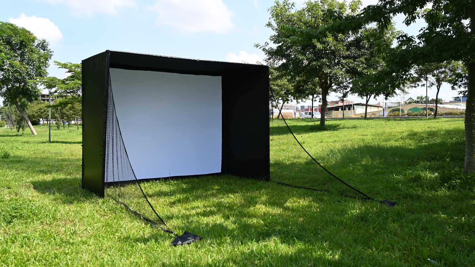 10x8ft Golf Hitting Net Simulator Cage with HD Impact Screen & Safety ...