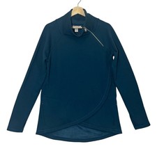 Athleta Women  s Cozy Karma Asym Pullover Sweatshirt Medium Blue Pockets Fleece