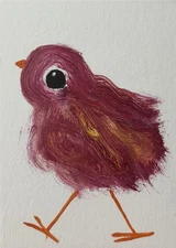 ACEO Original Painting, Bird Impressionism Oil Art, Emmer Plaxe, Animal Abstract