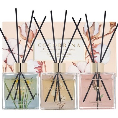 Reed Diffuser Set - Kaschmir Vanille, Sandelholz Rose, Sauberes Leinen - 3x90ml