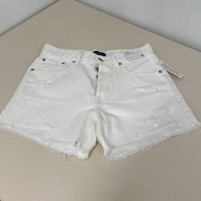 Aeropostale 90s High Rise Cut Off Shorts Womens 6 White Denim Button Fly Frayed