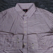 UNTUCKit Large Slim Fit Wrinkle Free Purple White Checkered Long Sleeve Shirt