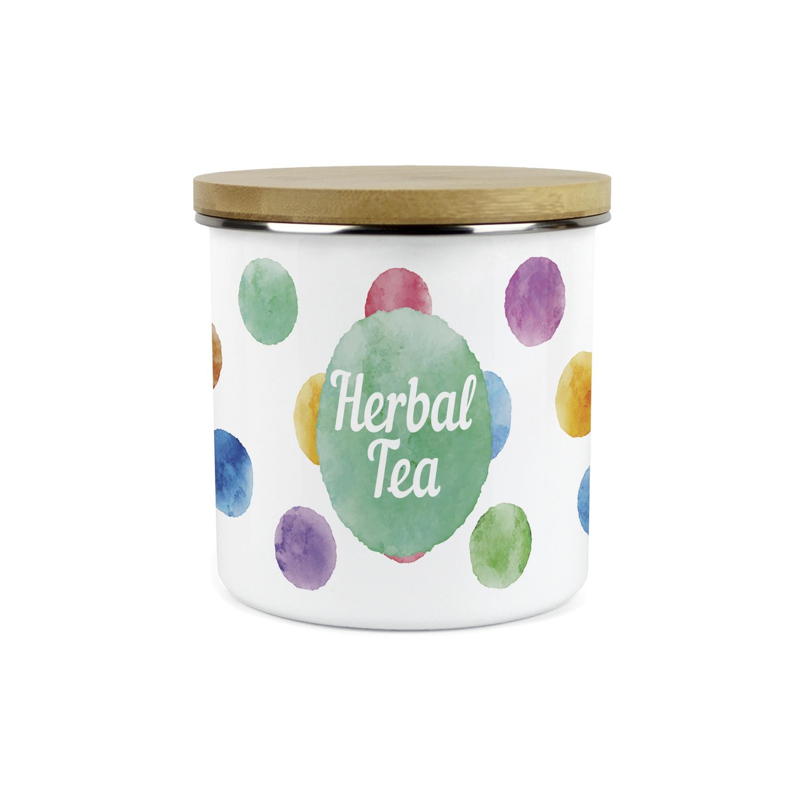 Polka Dots Herbal Tea Storage Canister - Multicoloured Spots Kitchen Jar Gifts - Image 2