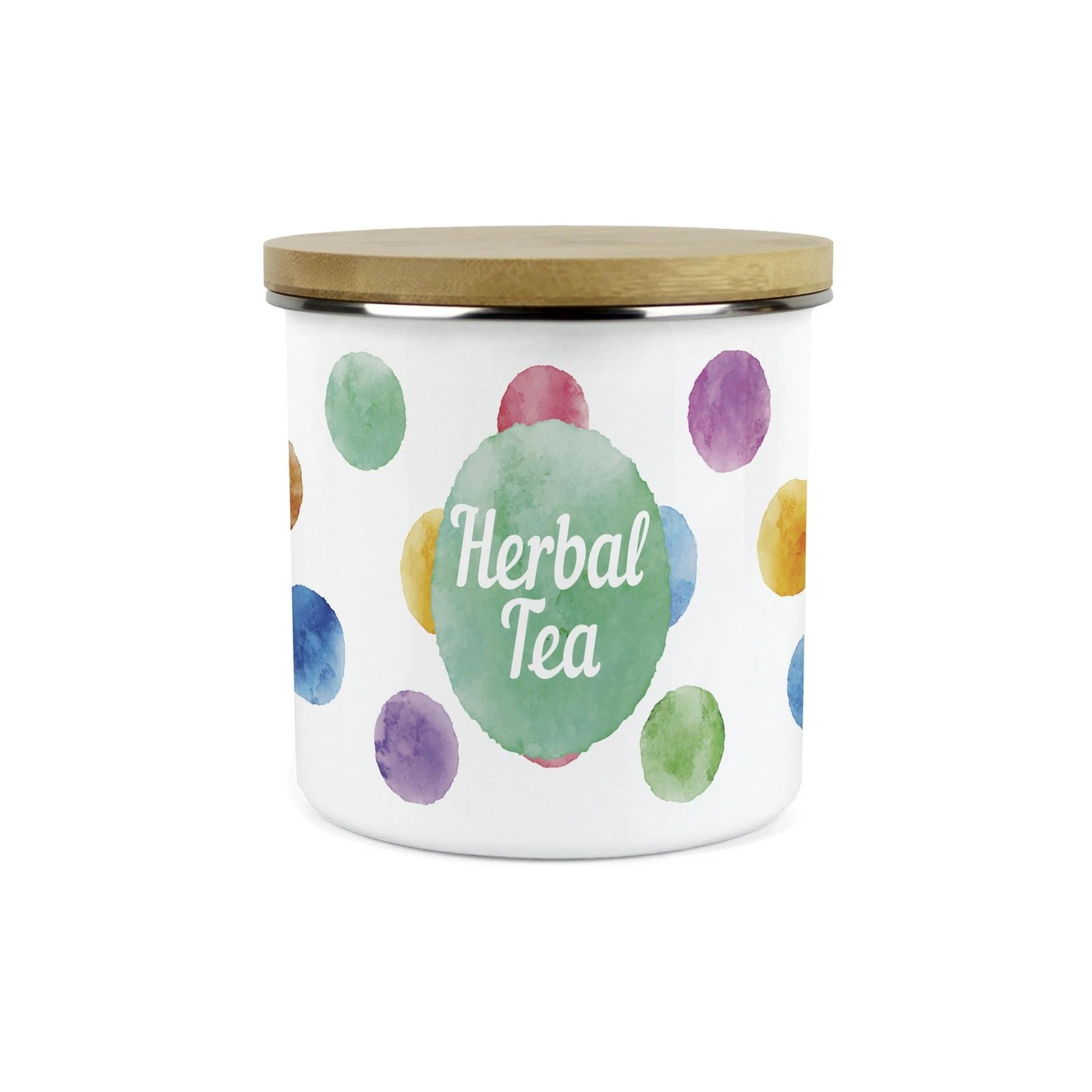 Polka Dots Herbal Tea Storage Canister - Multicoloured Spots Kitchen Jar Gifts