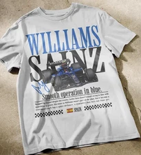 Carlos Sainz F1 Racing Shirt, Williams F1 short sleeve white color shirt VK04974