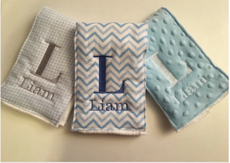 Baby Blue Boy Burp Cloths PersonalizedBlank Minky Dot Chevron Gingham light blue
Opens in a new wind