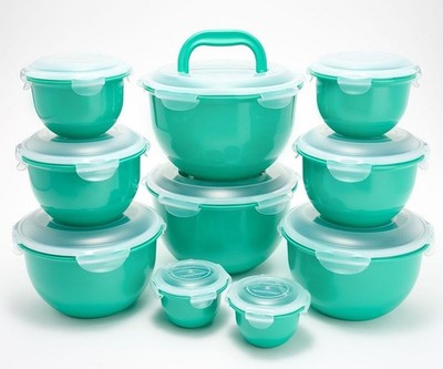 LocknLock 10-Pc Bowl Set,Nestable,Storage, Large Tulip Bowls PEACOCK , K99920