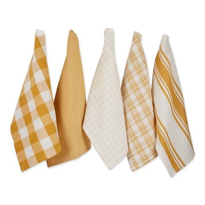 DII Everyday Kitchen Collection Assorted Dishtowel Set, 18x28, Honey Gold