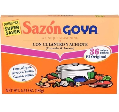 Sazón Goya Culantro y Achiote   Box of 36 Packets   Fresh   PR Seasoning