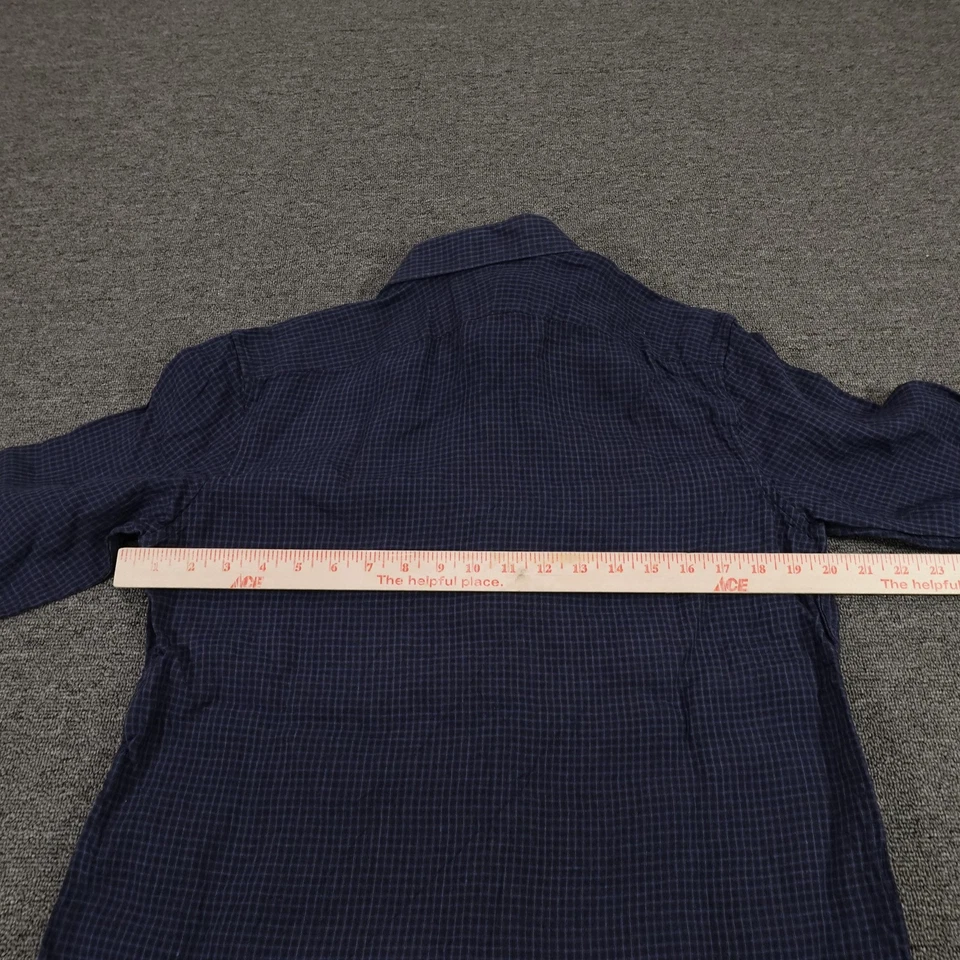 Camisa Banana Republic Para Hombre Mediana Alta Azul Cuadros Lino A Medida Calce Ajustado Informal Foto 4 de 4