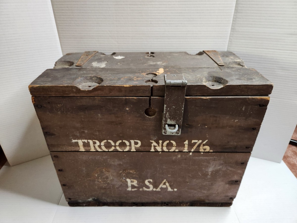 Big Vintage Boy Scouts Of America Patrol Collectible Wooden Crate