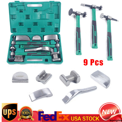 9 Pcs Auto Body Panel Fender Hammer Dolly Set Sheet Metal Repair Tool Kit New