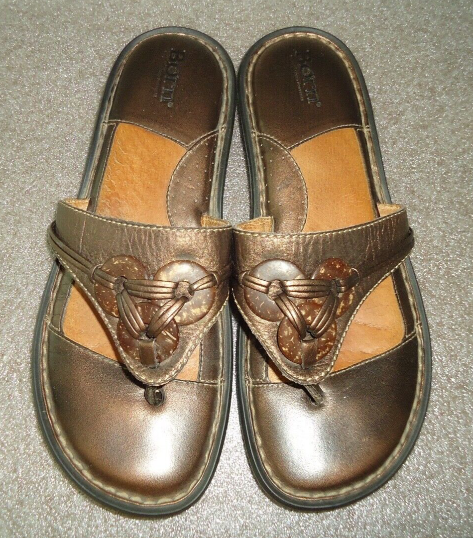 Born Womens Sandals Thongs Flip Flop Brown Leather Comfort  display picture 2