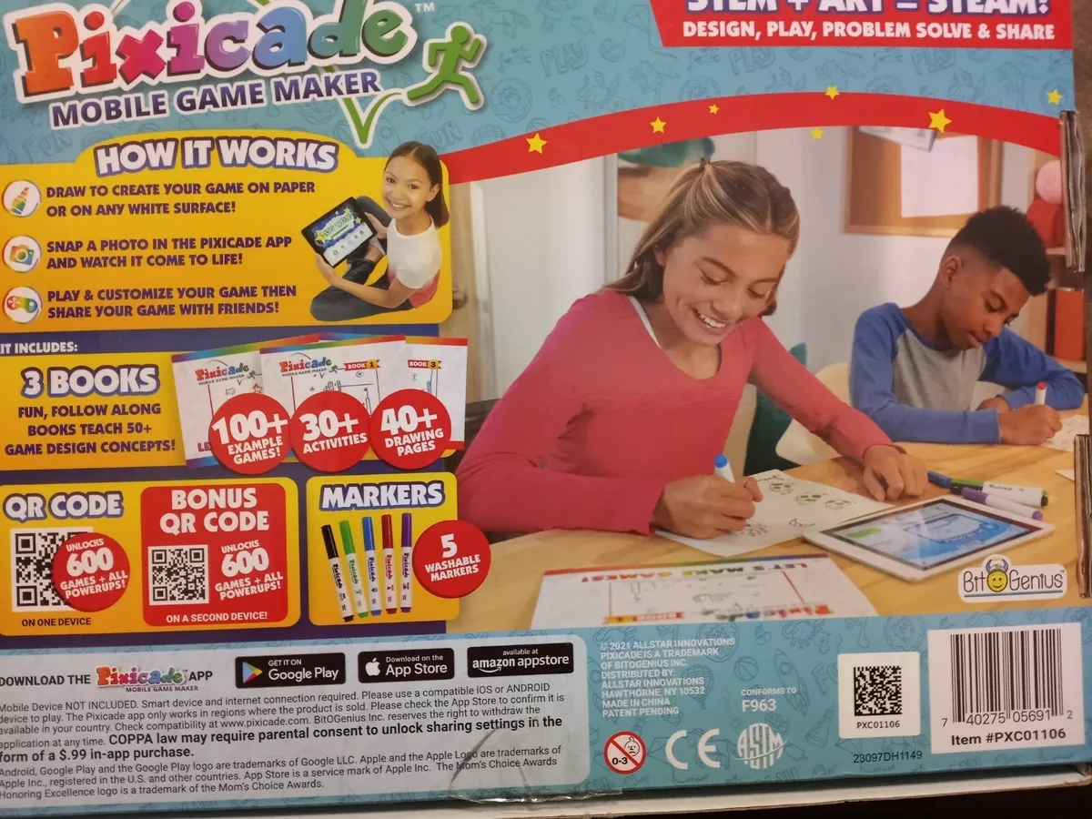 Pixicade Kid's Mobile Game Maker, Create 1200+ Virtual Games, Learn Math &  Technology, Ages 6-12+