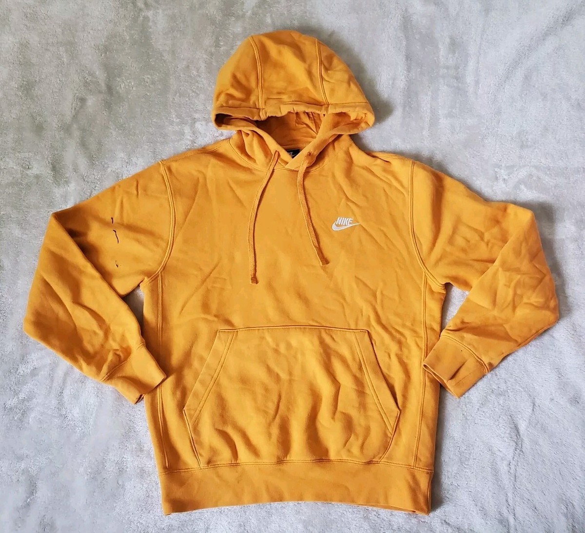 Nike Sportswear Club Fleece Hoodie Mens Small Logo Orange Gold Sweatshirt - Main Image