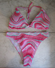 NIB Shirred Swimsuit Two Piece Tie Back Neck Polyester Women's Swimsuit Size M