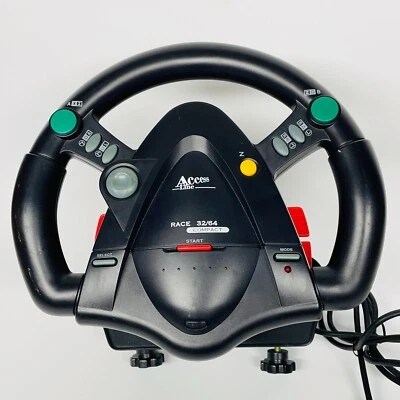 Acess Line Race 32/64 Volant De Course Filaire PS1 Nintendo 64 Sans Pédales Noir - Photo 1/4