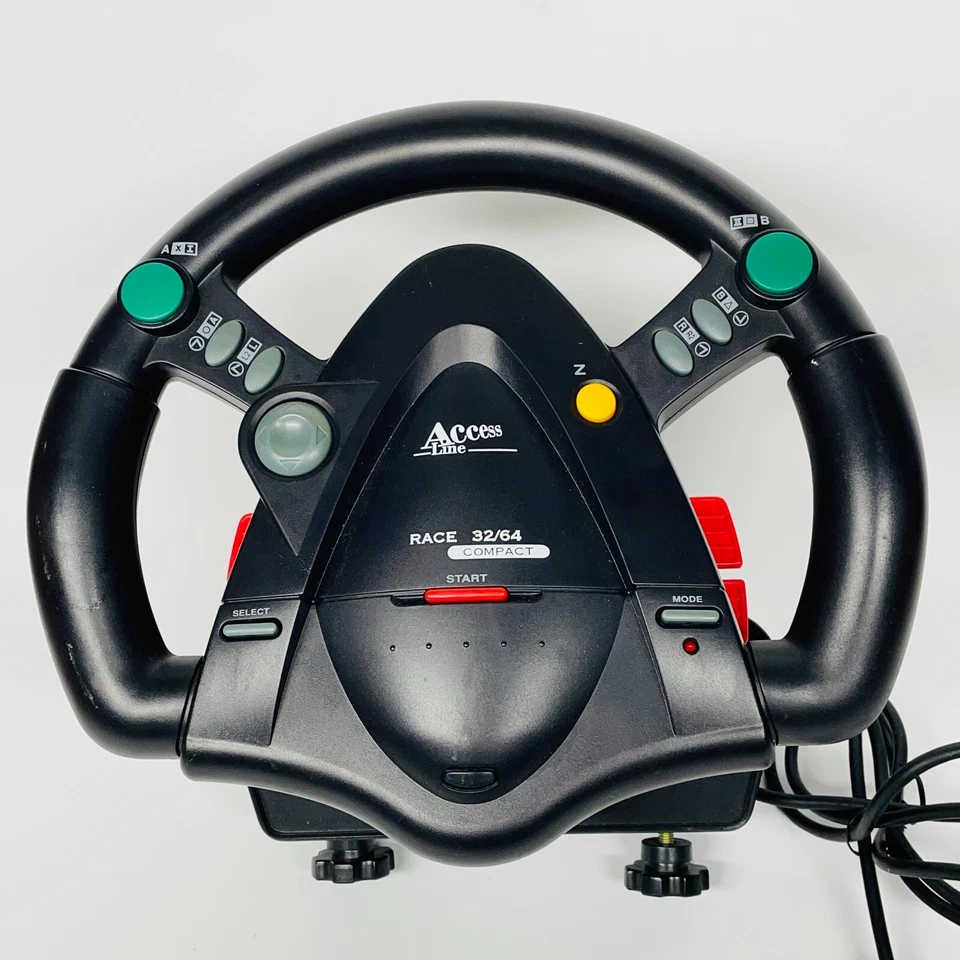 Acess Line Race 32/64 Volant De Course Filaire PS1 Nintendo 64 Sans Pédales Noir - Photo 1/4