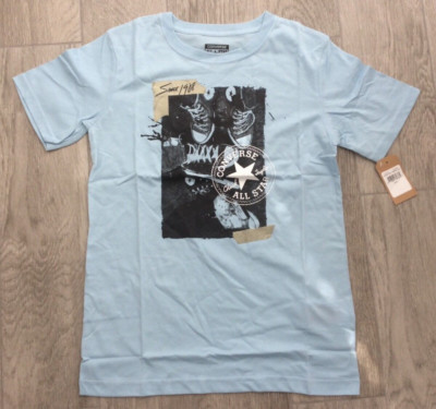 JUNGEN CONVERSE ALL STARS STIEFEL LOGO T-SHIRT HIMMELBLAU GRÖSSE L JUNGEN = 12 - 13 JAHRE