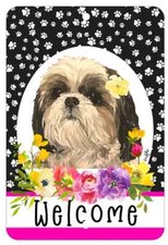 Shih Tzu Aluminum Indoor/Outdoor Paw Prints Welcome Sign