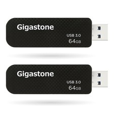 Gigastone USB 3.0 Flash Drives, 64GB, Black, Set Of 2 Flash Drives (2x64GB)