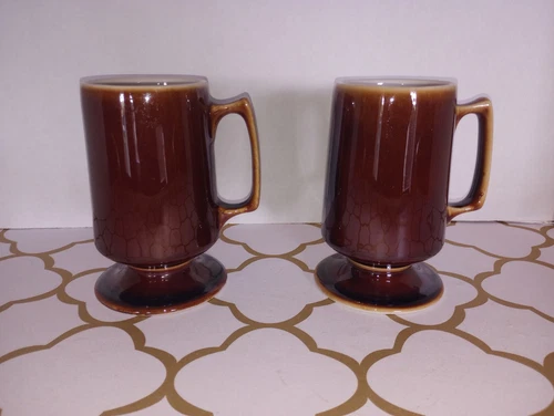 2 Vintage Brown Drip Glaze  Mug Fall Autumn Colors MCM