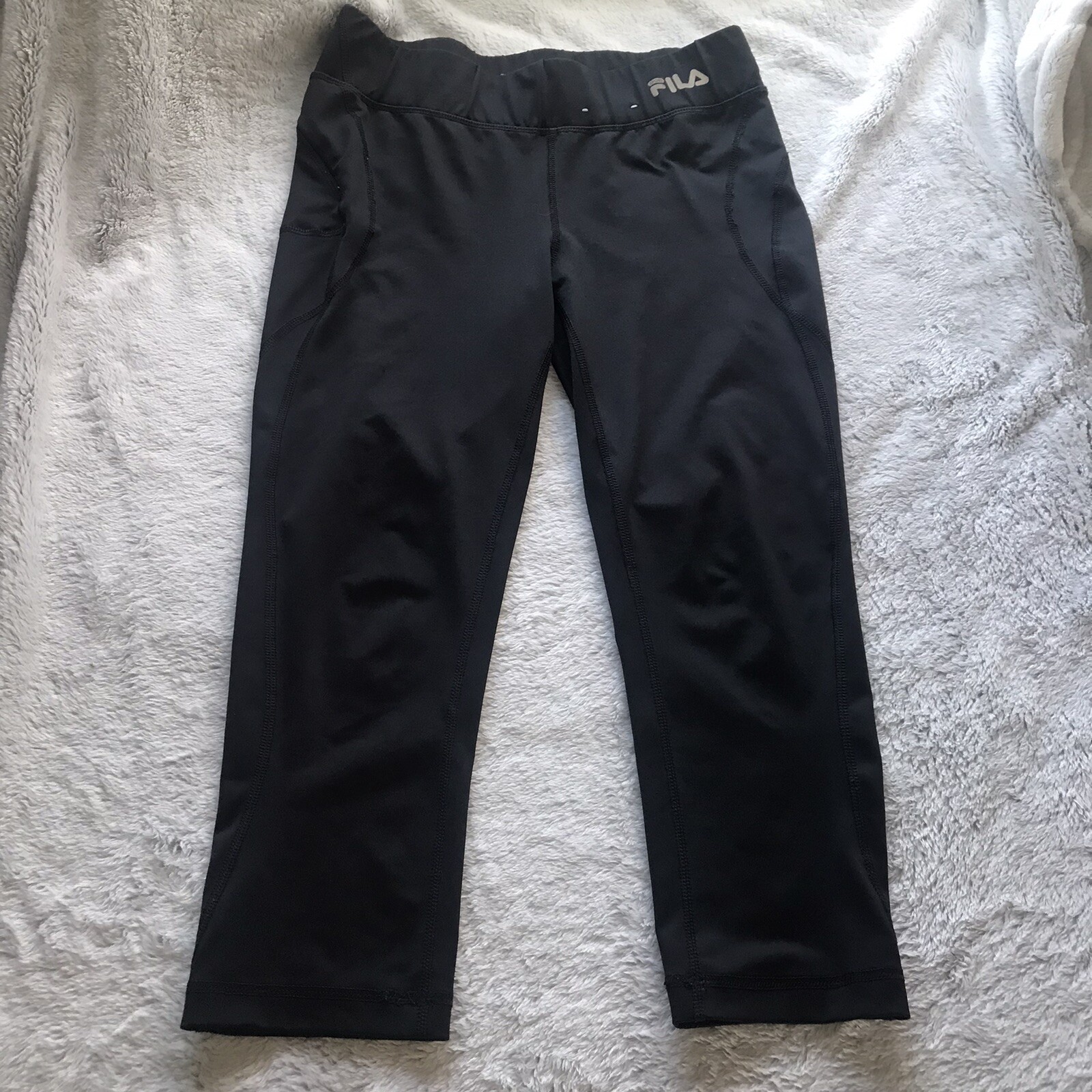 Leggings donna FILA taglia XS corti cropped neri allenamento atletico yoga Capris