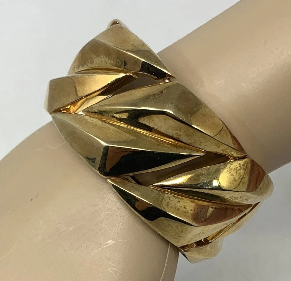 Roberto Coin Sterling Silver Bracelet Flex Cuff Vermeil TFS 1 1/4" Wide - Image 2 of 4