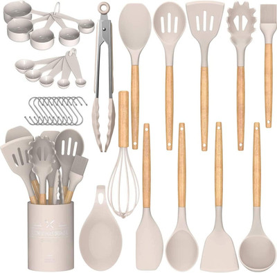 Kitchen Cooking Utensils Set, 33 Pcs Non-Stick Silicone Cooking Kitchen Utensils