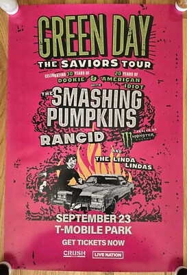 Green Day - The Saviors Tour Poster - T-Mobile Park Seattle, WA 9