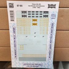 Frisco Railroad Diesel Locomotives & Caboose 1948 - 1965 Microscale Decal 87-85
