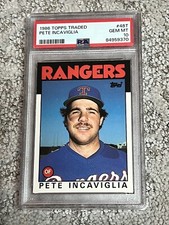 PSA 10 GEM BASEBALL CARD 1986 TOPPS TRADED ROOKIE PETE INCAVIGLIA TEXAS RANGERS