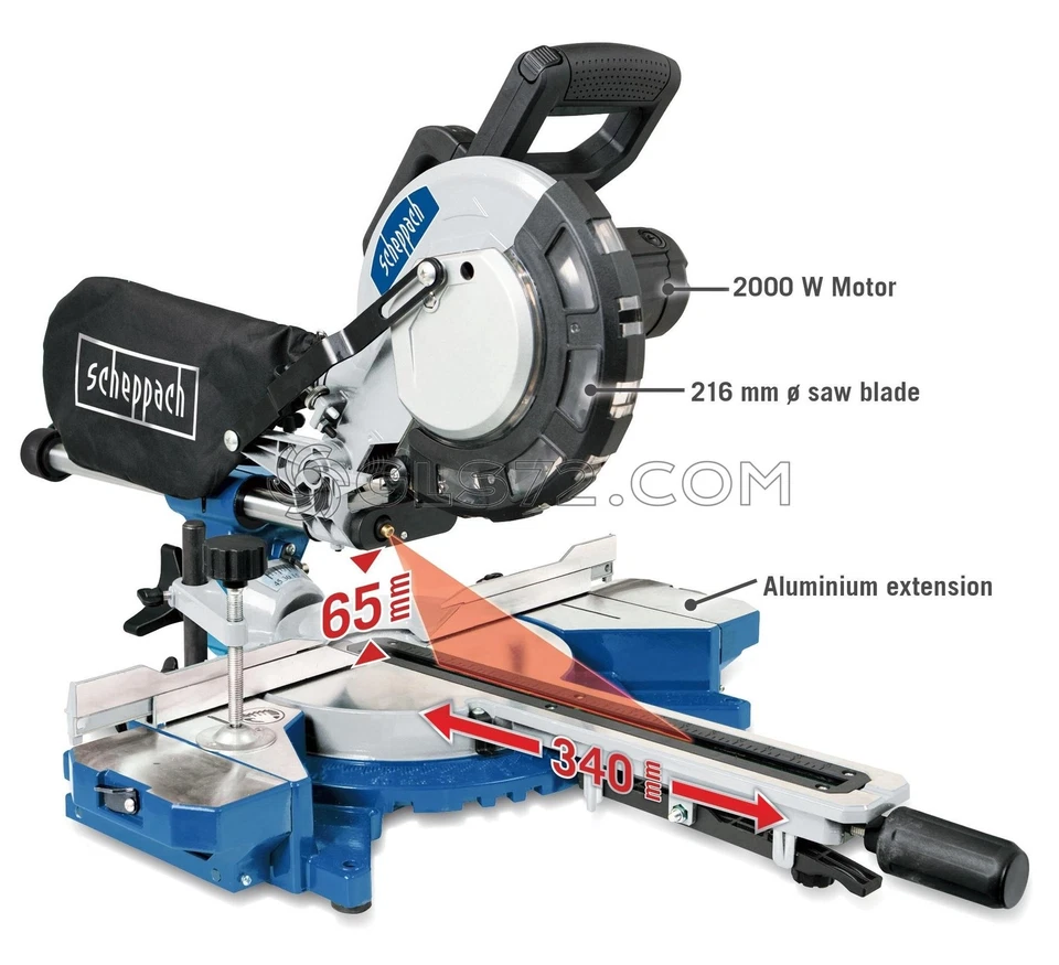 TRONCATRICE RADIALE LEGNO SCHEPPACH HM216 2000 W SEGA CIRCOLARE ø 216 LASER - Image 4 of 4