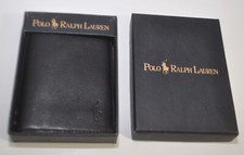 POLO RALPH LAUREN CORDOBA Men's Pony Logo Leather Card Case Wallet, BLACK NIB