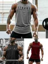 Gym Men's Workout Tank Tops Muscle Tee Stringer Bodybuilding Sleeveless T-Shirts