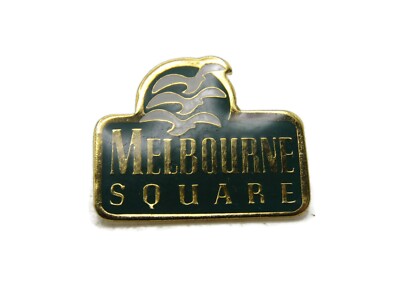 Vintage Melbourne Square Mall Enamel Pin Green Gold Wave Logo Melbourne FL Badge