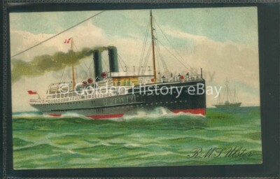 RMS ULSTER DUBLIN DAMPFPAKET CO TELEGRAMME SCHIFF BOOT VERSAND ANSICHTSKARTE