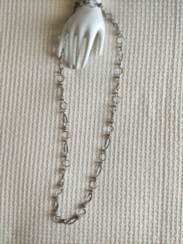 Collana lunga laccio argentato strass vintage necklace anni 70 strepitosa - Foto 2 di 4