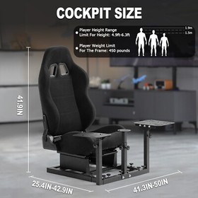 Marada Racing Flight Sim Cockpit With Adjustable Black Seat Fit For Thrustmaster
