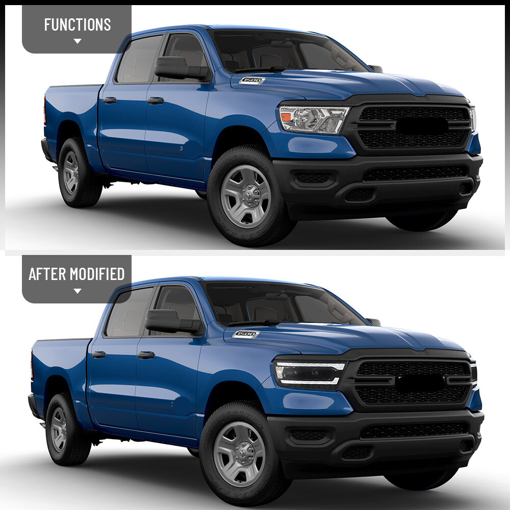 Fits 2019-2024 Dodge Ram 1500 LED Headlights w/Dynamic & Sequential Front Lamps