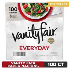 Vanity Fair Everyday Paper Napkins, 100 Count, Soft  Smooth Disposable Napkins