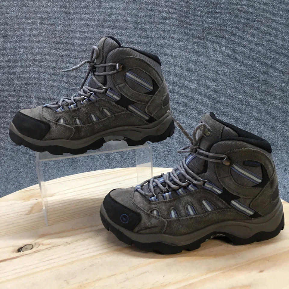 Botas Hi Tec para Mujer 7 M Bandera Bota de Senderismo al Tobillo 22136 Gris Cuero Con Cordones Foto 2 de 4