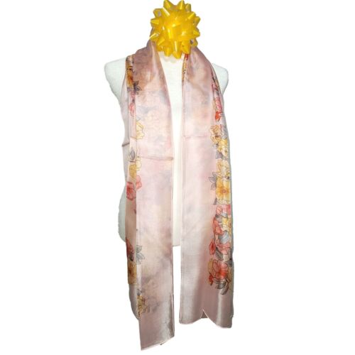 Sciarpa scialle rettangolare lunga 20"x65" seta gelso originale nuova con etichetta - Foto 10 di 17